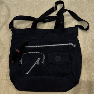 Kipling Black Messenger Bag with Zipper Accents